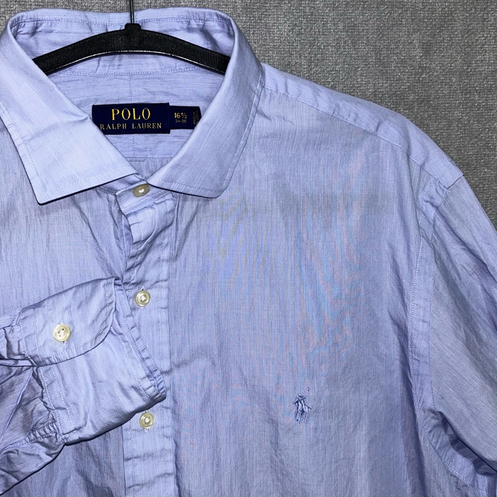 16.5 34-45โ Polo Ralph Lauren Menโs Long Sleeve Dress Shirt Button Down Blue